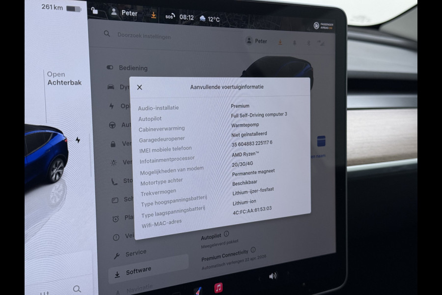 Tesla Model Y 300pk Trekhaak SOH 92% Warmtepomp LFP-Accu Leer Lmv Camera's Panoramadak Adap.Cruise Navi Ecc RWD Autopilot Stoel+Stuur+Achterbank Verwarming Elek.Achterklep Dodehoek detector Draadloze telefoonlader 1e Eigenaar 1.600KG Trekgewicht Fabrieksgarantie op Motor en Accu tot 22-04-2032/160.000km