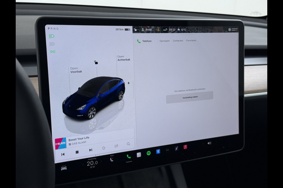 Tesla Model Y 300pk Trekhaak SOH 92% Warmtepomp LFP-Accu Leer Lmv Camera's Panoramadak Adap.Cruise Navi Ecc RWD Autopilot Stoel+Stuur+Achterbank Verwarming Elek.Achterklep Dodehoek detector Draadloze telefoonlader 1e Eigenaar 1.600KG Trekgewicht Fabrieksgarantie op Motor en Accu tot 22-04-2032/160.000km