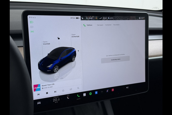 Tesla Model Y 300pk Trekhaak SOH 92% Warmtepomp LFP-Accu Leer Lmv Camera's Panoramadak Adap.Cruise Navi Ecc RWD Autopilot Stoel+Stuur+Achterbank Verwarming Elek.Achterklep Dodehoek detector Draadloze telefoonlader 1e Eigenaar 1.600KG Trekgewicht Fabrieksgarantie op Motor en Accu tot 22-04-2032/160.000km