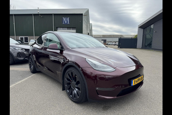 Tesla Model Y Performance AWD 75 kWh AFNEEMBARE TREKHAAK| CHERRY RED| VOLLEDIGE TESLA GARANTIE TOT 14-12-2027 OF 80K KM|1STE EIGENAAR ORIG. NL| AUTOPILOT| STOELVERWARMING VOOR + ACHTER|