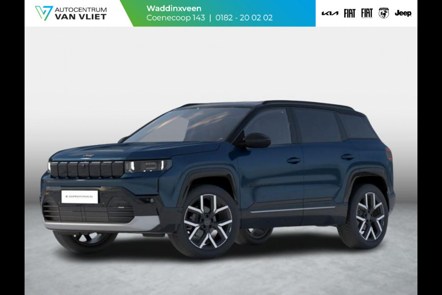 Jeep Compass First Edition 74 kWh | Adapt. Cruise | Camera | Carplay | 20" | Elektr. A-Klep | Navi | Winter Pack | Schuif/Kanteldak | Premium Pack | Conv. Pack | Warmtepomp
