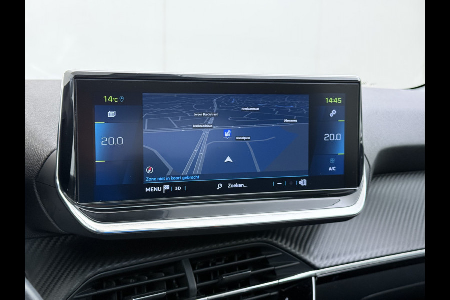 Peugeot e-208 EV Pano-Dak 3D-Navi 360°Camera Apple Carplay Android Ecc Stoelverwarming Cruise Control Pdc Keyless 50kWh Allure SOH 92,5%Led Lmv Privacy Glas Isofix DAB+ Bluetooth Regen-Lichtsensor Lane Assist Dealeronderhouden Origineel Nederlandse Auto