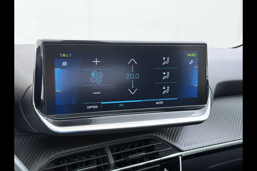 Peugeot e-208 EV Pano-Dak 3D-Navi 360°Camera Apple Carplay Android Ecc Stoelverwarming Cruise Control Pdc Keyless 50kWh Allure SOH 92,5%Led Lmv Privacy Glas Isofix DAB+ Bluetooth Regen-Lichtsensor Lane Assist Dealeronderhouden Origineel Nederlandse Auto