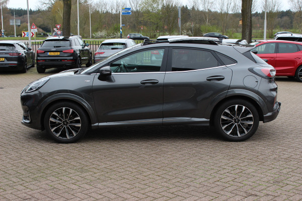 Ford Puma 1.0 EcoBoost Hybrid ST-Line X Vignale 155pk / NL Auto! / Full option! / Trekhaak / Panoramadak / Camera / Leder / CarPlay / B&O / 18'' / Keyless / Stuur+Stoelverwarming / Dodehoek / DAB / Verwarmde voorruit / ACC