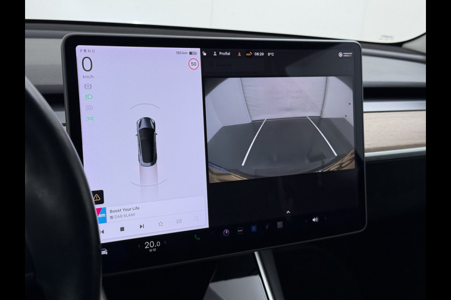 Tesla Model 3 Long Range AWD 75kWh AutoPilot Leder Panoramadak Adaptive-Cruise Camera's Elektr.-Stuur+Stoelen+Spiegels+Geheugen+Easy-Entry+Ver SOH 87% Navi LED DAB Voorverwarmen interieur Keyless One-Pedal-Drive 4WD Origineel Nederlandse Auto