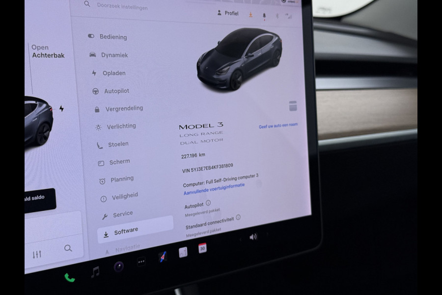 Tesla Model 3 Long Range AWD 75kWh AutoPilot Leder Panoramadak Adaptive-Cruise Camera's Elektr.-Stuur+Stoelen+Spiegels+Geheugen+Easy-Entry+Ver SOH 87% Navi LED DAB Voorverwarmen interieur Keyless One-Pedal-Drive 4WD Origineel Nederlandse Auto