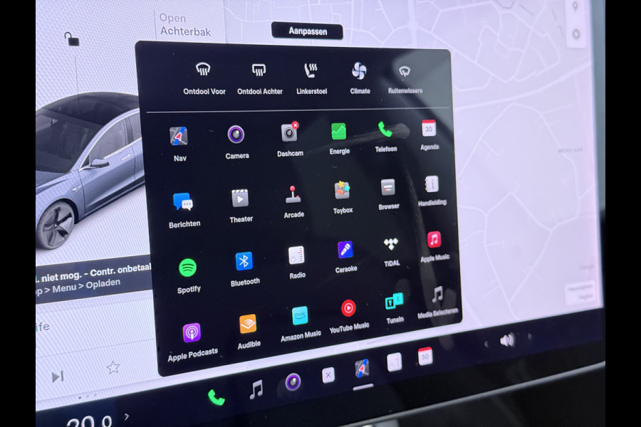 Tesla Model 3 Long Range AWD 75kWh AutoPilot Leder Panoramadak Adaptive-Cruise Camera's Elektr.-Stuur+Stoelen+Spiegels+Geheugen+Easy-Entry+Ver SOH 87% Navi LED DAB Voorverwarmen interieur Keyless One-Pedal-Drive 4WD Origineel Nederlandse Auto