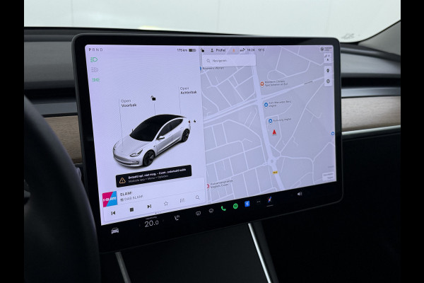 Tesla Model 3 SR+ 325PK LFP-Accu AutoPilot Leer Pano-Dak Adaptive Cruise Lmv 18" Camera's Elektr.-Stuur+Stoelen+Spiegels+Geheugen+Easy-Entry+V SOH 88% Ecc Navi Led DAB Voorverwarmen interieur via App Keyless One-Pedal-Drive Origineel Nederlandse Auto Fabrieksgarantie op Accu en Motor tot 11-12-2028/160.000km LFP accu dus 100% opladen!