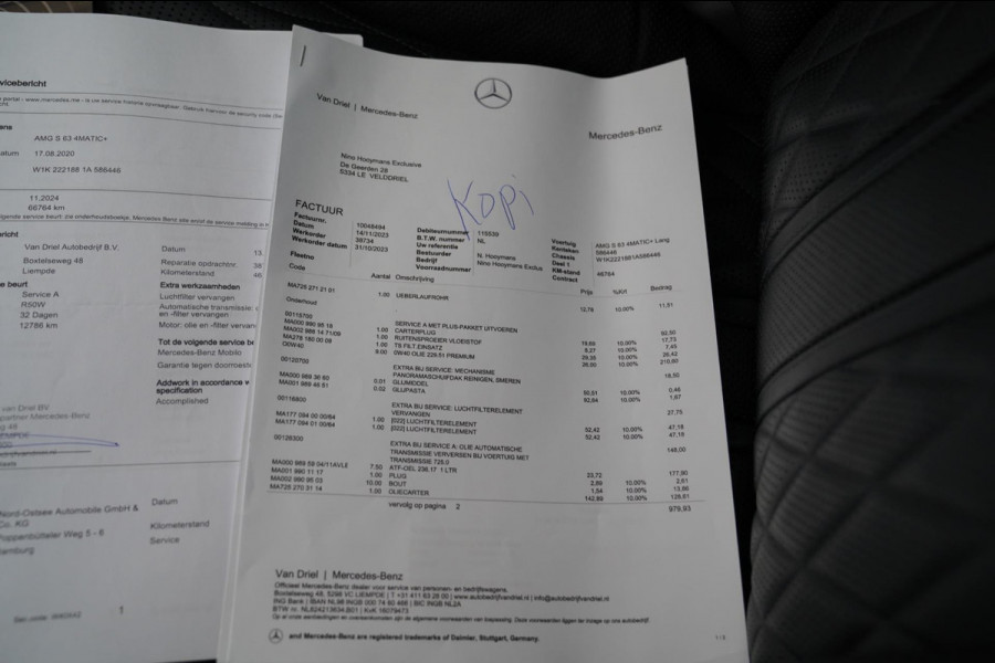 Mercedes-Benz S-Klasse AMG 63 4Matic+ Lang Premium Plus | Burmester 3D | Panorama | Massage stoelen | Stoelkoeling | Carbon |