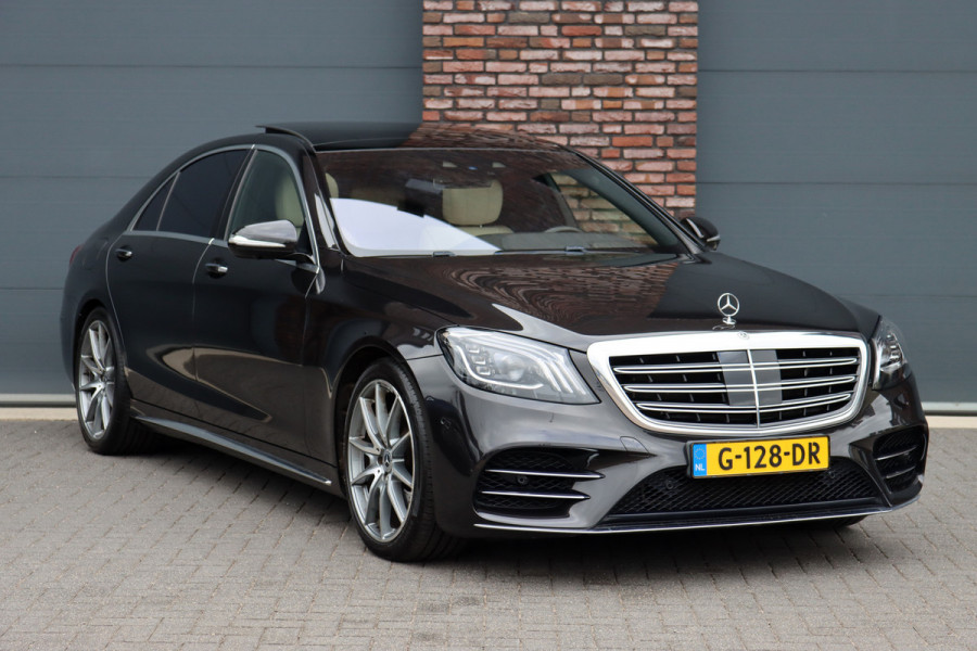 Mercedes-Benz S-Klasse 560 4MATIC Lang AMG Line Premium+ | V8 | Distronic+ | Panoramadak | Memory | Burmester | Stoelventilatie | Soft-Close | HUD | Surround Camera | Keyless Go | Zonweringspakket |