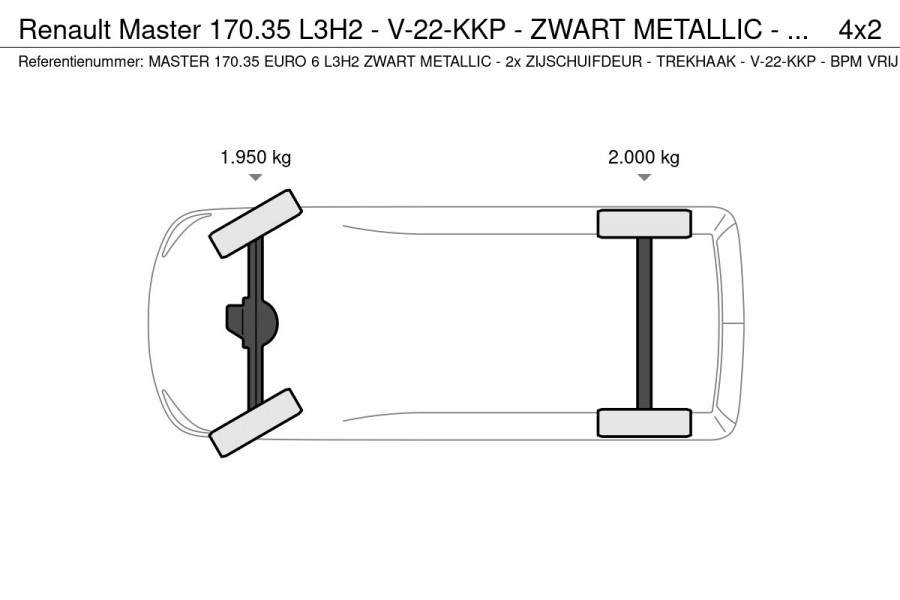 Renault Master 170.35 L3H2 - V-22-KKP - ZWART METALLIC - 2x ZIJSCHUIFDEUR - TREKHAAK - EURO 6 - BPM VRIJ!