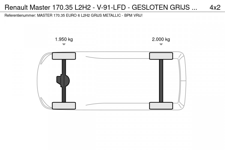Renault Master 170.35 L2H2 - V-91-LFD - GESLOTEN GRIJS METALLIC - EURO 6 - BPM VRIJ!