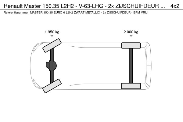 Renault Master 150.35 L2H2 - V-63-LHG - 2x ZIJSCHUIFDEUR - ZWART METALLIC - EURO 6 - BPM VRIJ!