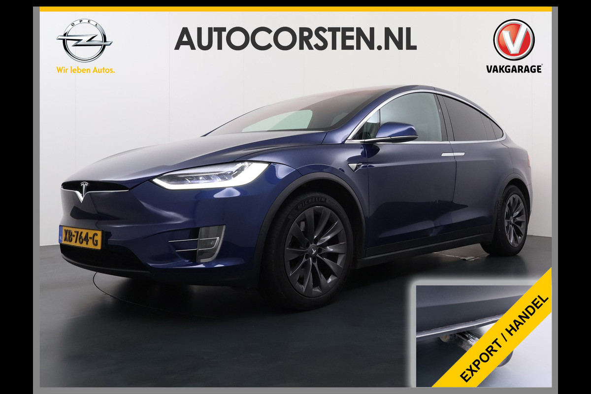 Tesla Model X 100D 423pk Dual Motor Leer Luchtvering Trekhaak AutoPilot Pano-Dak Adaptive Cruise Vleugeldeuren Camera's Elektr.Stoelen/Stuur+V Adaptieve koplampen Lmv 20" Led Elektr.-Achterklep Bordherkenning Verwarmde Sproeiers-bladen Carbon Sentry Mode Valet mode 2.250 kg Trekvermogen! Nieuwprijs €124.700,-