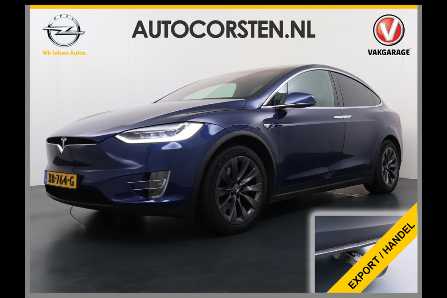 Tesla Model X 100D 423pk Dual Motor Leer Luchtvering Trekhaak AutoPilot Pano-Dak Adaptive Cruise Vleugeldeuren Camera's Elektr.Stoelen/Stuur+V Adaptieve koplampen Lmv 20" Led Elektr.-Achterklep Bordherkenning Verwarmde Sproeiers-bladen Carbon Sentry Mode Valet mode 2.250 kg Trekvermogen! Nieuwprijs €124.700,-