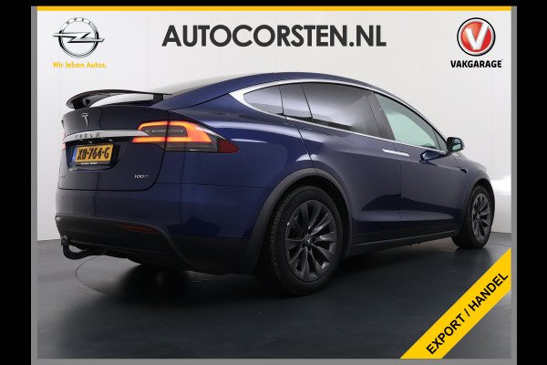 Tesla Model X 100D 423pk Dual Motor Leer Luchtvering Trekhaak AutoPilot Pano-Dak Adaptive Cruise Vleugeldeuren Camera's Elektr.Stoelen/Stuur+V Adaptieve koplampen Lmv 20" Led Elektr.-Achterklep Bordherkenning Verwarmde Sproeiers-bladen Carbon Sentry Mode Valet mode 2.250 kg Trekvermogen! Nieuwprijs €124.700,-
