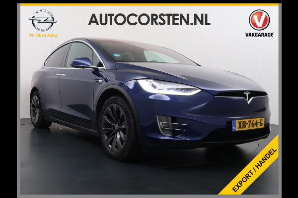 Tesla Model X 100D 423pk Dual Motor Leer Luchtvering Trekhaak AutoPilot Pano-Dak Adaptive Cruise Vleugeldeuren Camera's Elektr.Stoelen/Stuur+V Adaptieve koplampen Lmv 20" Led Elektr.-Achterklep Bordherkenning Verwarmde Sproeiers-bladen Carbon Sentry Mode Valet mode 2.250 kg Trekvermogen! Nieuwprijs €124.700,-