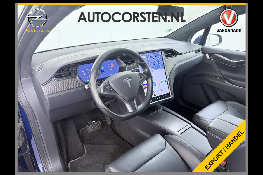 Tesla Model X 100D 423pk Dual Motor Leer Luchtvering Trekhaak AutoPilot Pano-Dak Adaptive Cruise Vleugeldeuren Camera's Elektr.Stoelen/Stuur+V Adaptieve koplampen Lmv 20" Led Elektr.-Achterklep Bordherkenning Verwarmde Sproeiers-bladen Carbon Sentry Mode Valet mode 2.250 kg Trekvermogen! Nieuwprijs €124.700,-