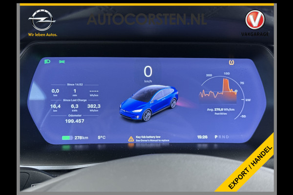 Tesla Model X 100D 423pk Dual Motor Leer Luchtvering Trekhaak AutoPilot Pano-Dak Adaptive Cruise Vleugeldeuren Camera's Elektr.Stoelen/Stuur+V Adaptieve koplampen Lmv 20" Led Elektr.-Achterklep Bordherkenning Verwarmde Sproeiers-bladen Carbon Sentry Mode Valet mode 2.250 kg Trekvermogen! Nieuwprijs €124.700,-