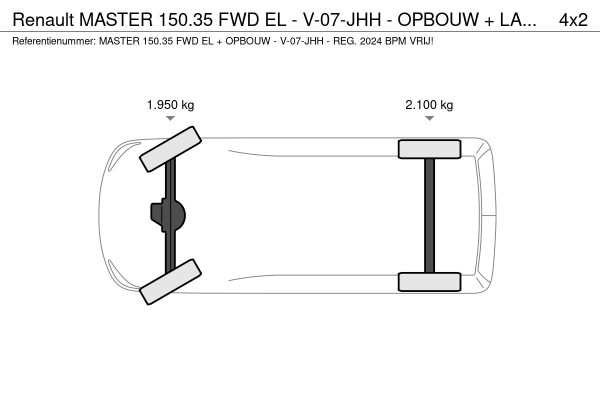 Renault Master 150.35 FWD EL - V-07-JHH - OPBOUW + LAADKLEP - REG. 2024 - EURO 6 - BPM VRIJ!