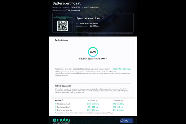 Hyundai IONIQ STYLE EV 38 kWh SOH 93,4% AUT SCHUIFDAK STOEL/ STUURVERWARMING CAMERA NAVIGATIE APPLE CARPLAY CRUISE PDC AIRCO