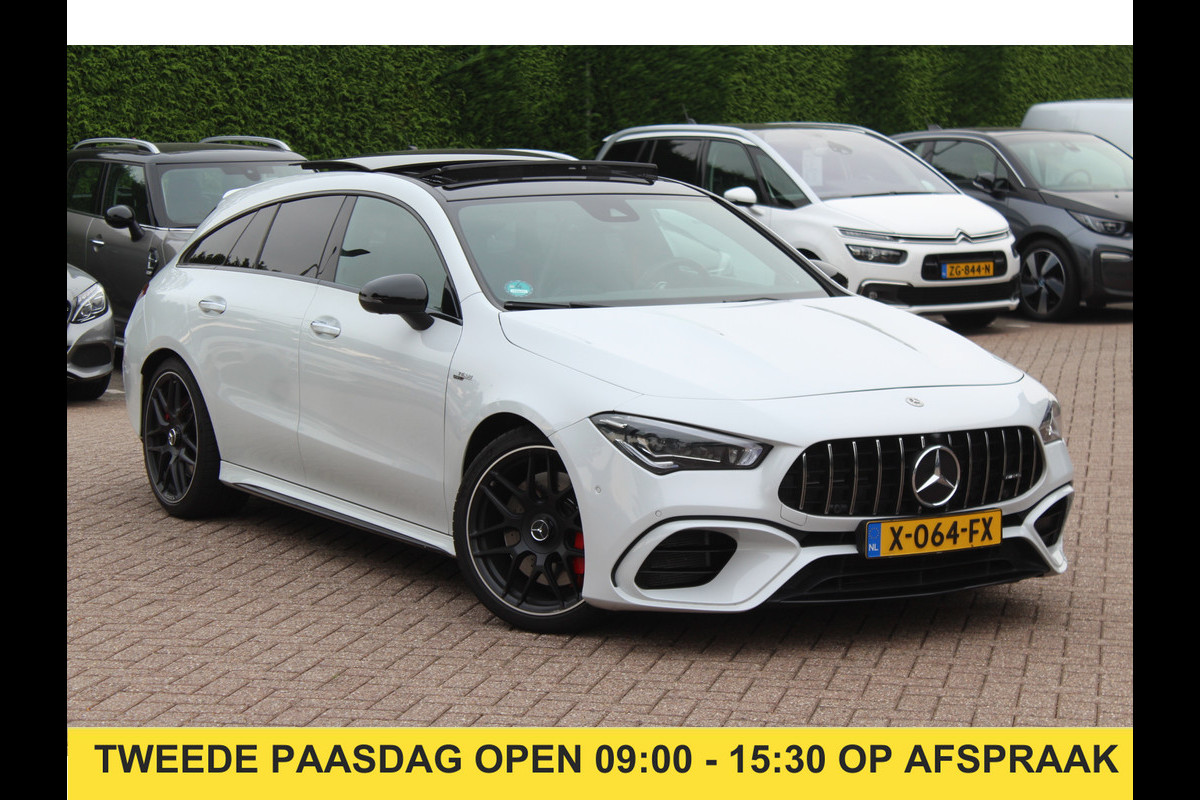 Mercedes-Benz CLA-Klasse Shooting Brake AMG 45 S 4MATIC+ Premium Plus 52.438 km! / Panoramadak / 360Camera / Sportuitlaat / Schaalstoelen / Burmester / DAB / Dodehoek / Matrix LED / Memory seats / Navigatie