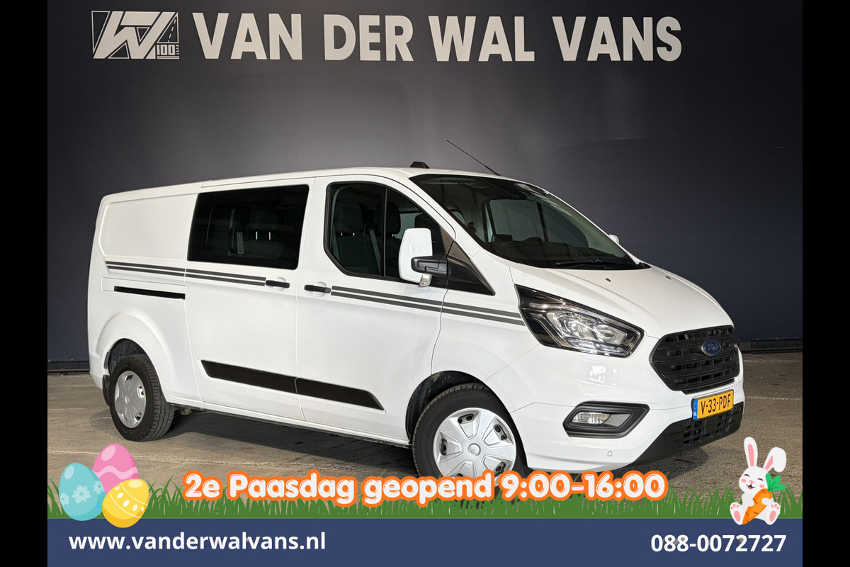 Ford Transit Custom 2.0 TDCI 131pk Automaat L2H1 Dubbele cabine Euro6 Airco | 6-Zits | Camera | Navigatie | Apple Carplay LED, Trekhaak, Cruisecontrol, Android Auto, Stoelverwarming, Verwarmde Voorruit, Parkeersensoren, Bijrijdersbank