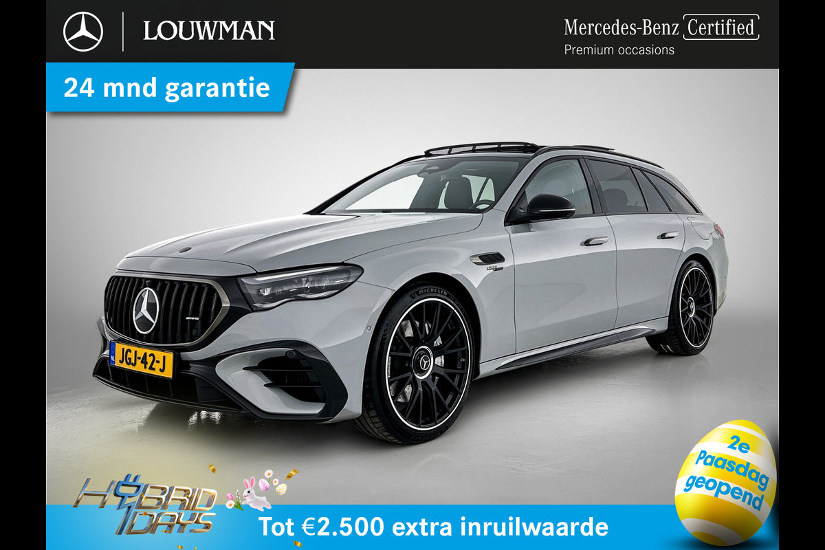 Mercedes-Benz E-Klasse Estate Mercedes-AMG 53 4MATIC+ Night Pakket 1+2 | Panoramadak | 21 Inch AMG Velgen | Burmester® | Trekhaak | AMG Real Performance Sound. MB-paasweekend