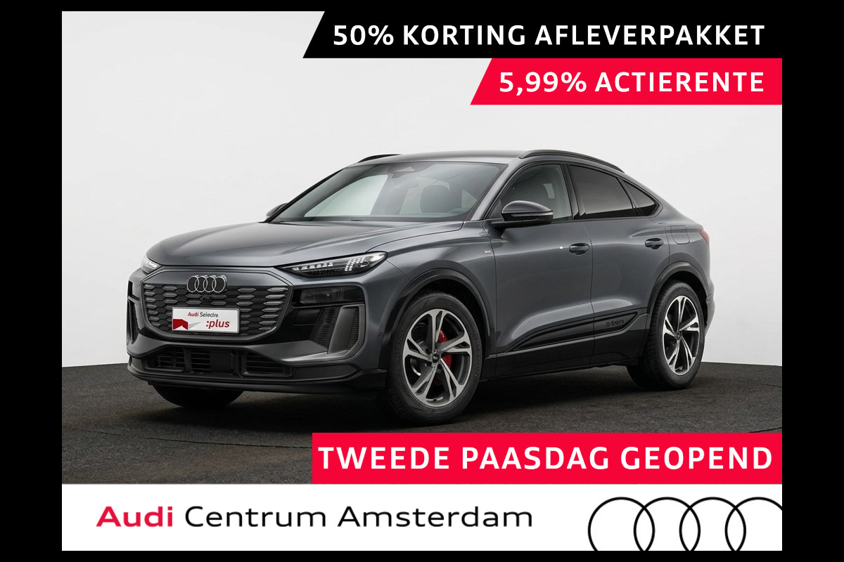 Audi Q6 Sportback e-tron S edition performance 100 kWh 306pk | Lederen bekleding | Trekhaak | Elektrisch verstelbare voorstoelen + geheugen | MMI Bijrijdersscherm | Verlengde garantie
