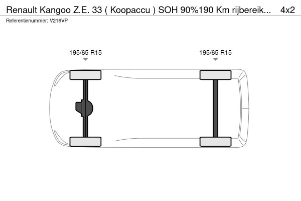 Renault Kangoo Z.E. 33 ( Koopaccu ) SOH 90%190 Km rijbereik AIRCO SCHUIFDEUR CRUISE CONTROL PDC