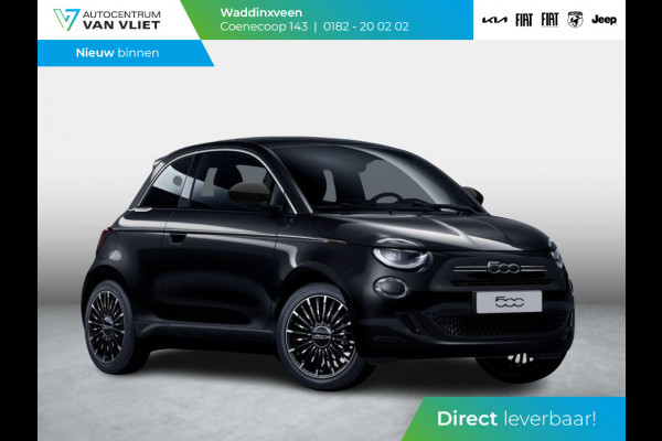 Fiat 500 Hybrid La Prima | Uit voorraad leverbaar | Clima | LED | PDC | JBL Premium Audio | 17" | Camera | BSM | Canneloni Ivory/Piombo interieur
