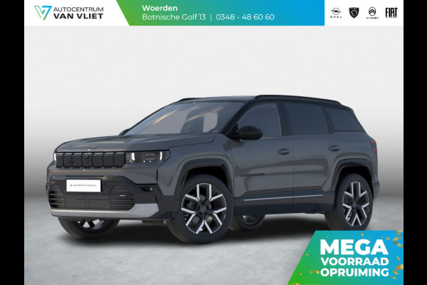 Jeep Compass First Edition 74 kWh | Uit voorraad leverbaar !| Adapt. Cruise | Camera | Carplay | 20" | Elektr. A-Klep | Navi | Winter Pack | Schuif/Kanteldak | Premium Pack | Conv. Pack | Warmtepomp