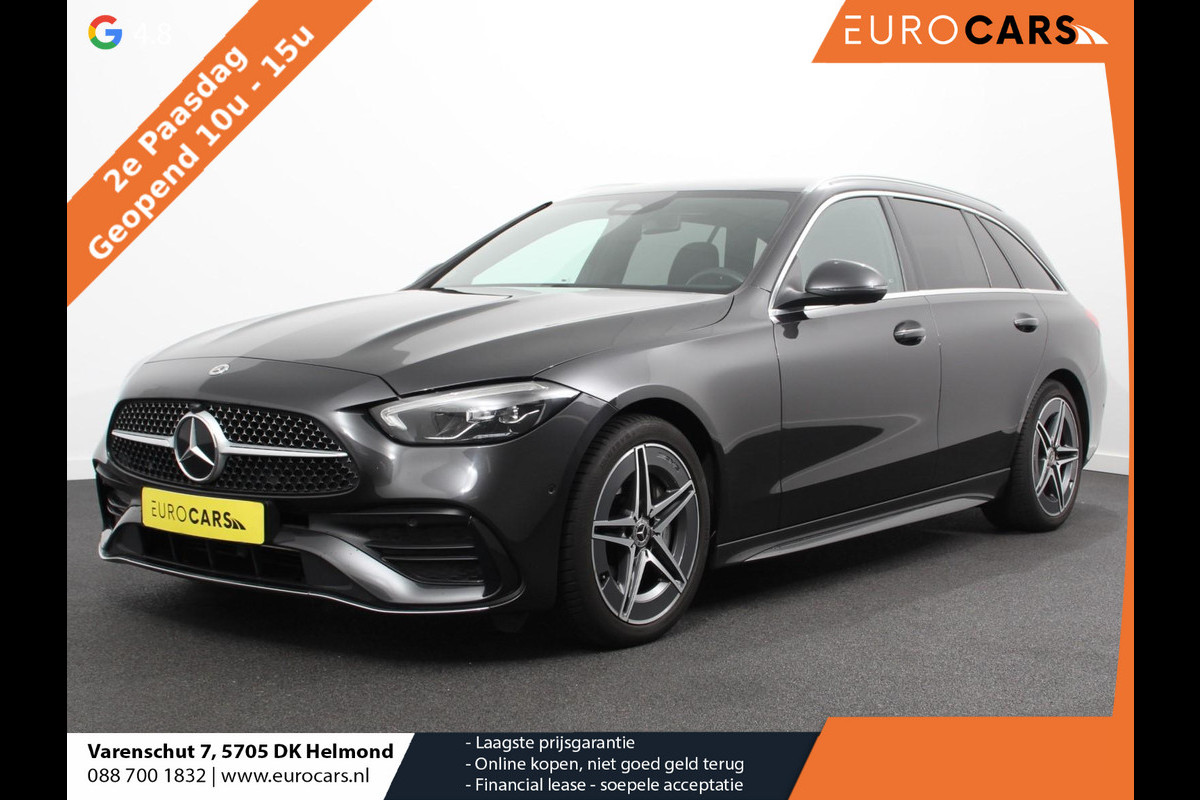 Mercedes-Benz C-Klasse Estate 200 AMG Line | Climate control | Achteruitrijcamera | Wegklapbare trekhaak | Navigatie | Dodehoek assistent | LED | Sfeerverlichting | Adaptieve cruise control | Verwarmde voorstoelen | Elektrische kofferbak