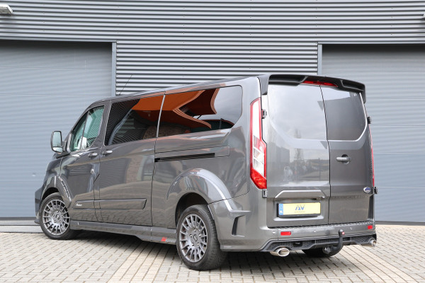 Ford Transit Custom MS-RT 320 2.0 TDCI L2H1 DC | ACC | BLIS | Bi-Xenon | Elek stoel | CarPlay | Navigatie | Camera | Stoelverwarming | L+R Schuifdeur | Lederen bekleding | Spoiler-pakket | Nieuwe APK | Verlengde fabrieksgarantie