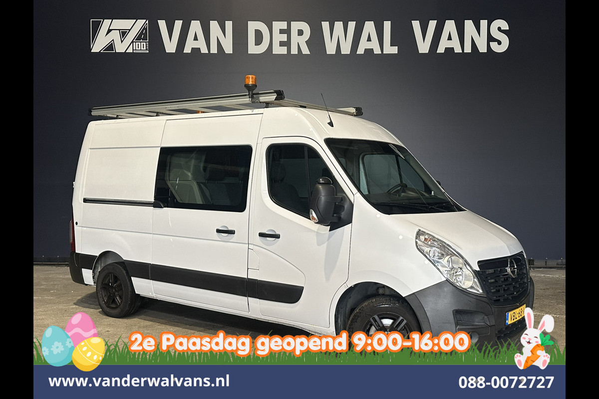 Opel Movano 2.3 Turbo 146pk L2H2 Dubbele cabine Euro6 Airco | Imperiaal | Omvormer | 2500kg Trekhaak | LM velgen Navigatie, Camera, Cruisecontrol, Parkeersensoren, 5-zits