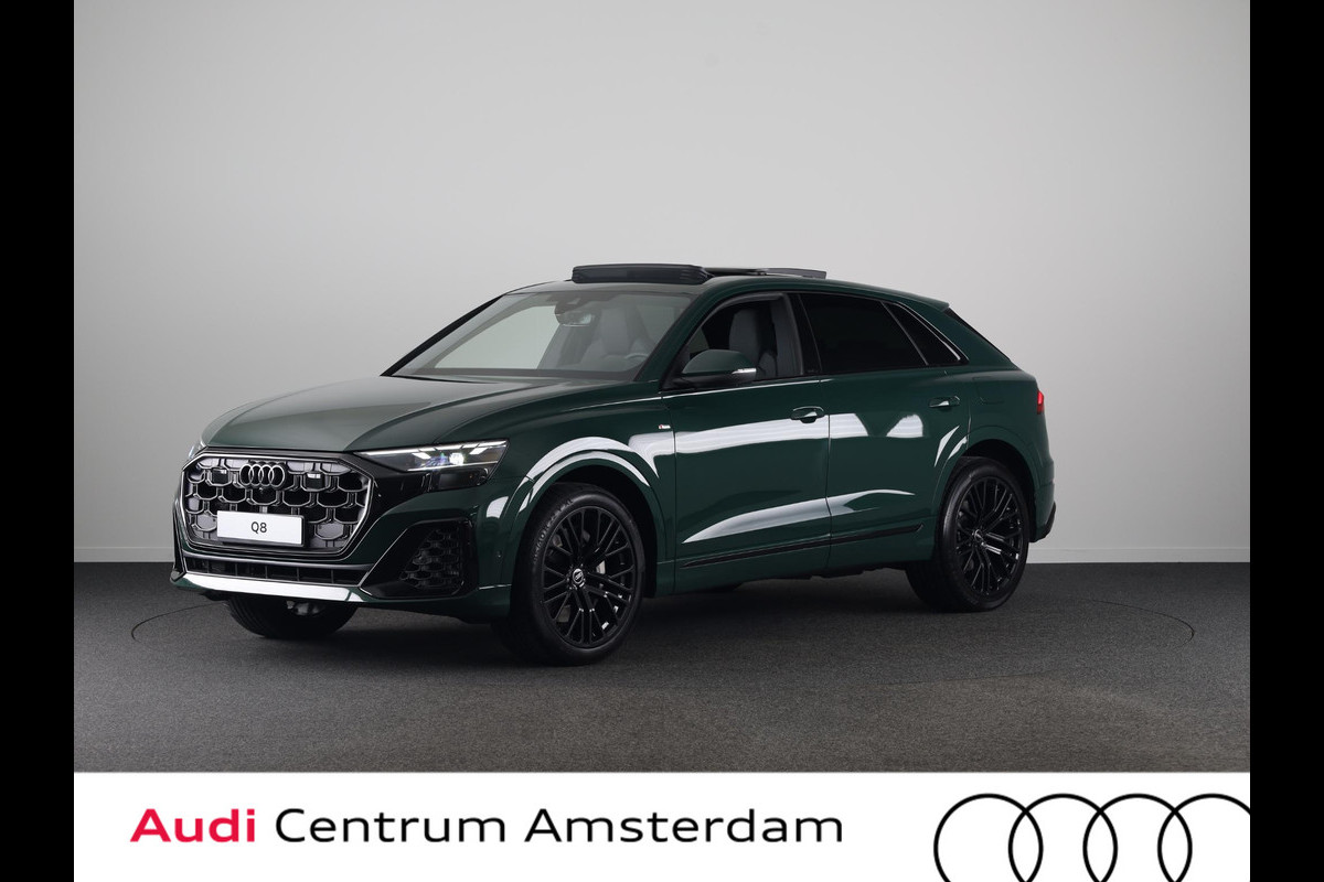 Audi Q8 Pro Line S 55 TFSI e 394 pk | Midnight emerald green | Glazen panoramadak | Bang & Olufsen Premium 3D | Sportstoelen plus voorin |