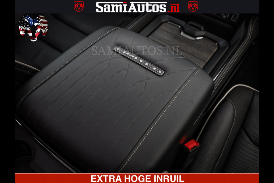 Dodge Ram LIMITED SPORT H.O 540HP 706Nm | Massage + Full Option | De Meest Luxe en Volle Pick-Up in zijn Klasse | Comfortabele Dubbele Cabine met Royale 5 Zitplaatsen | BPM vrij | Nu Leverbaar uit Voorraad | Voorraad Nr 2355 - 5149