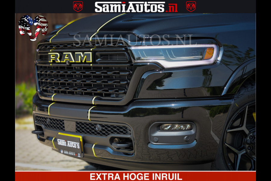 Dodge Ram Limited Night Sport High Output 540HP 706Nm | Massage + Full Option | De Meest Luxe en Volle Pick-Up in zijn Klasse | Comfortabele Dubbele Cabine met Royale 5 Zitplaatsen | BPM vrij | Nu Leverbaar uit Voorraad | Voorraad Nr 2356 - 0990