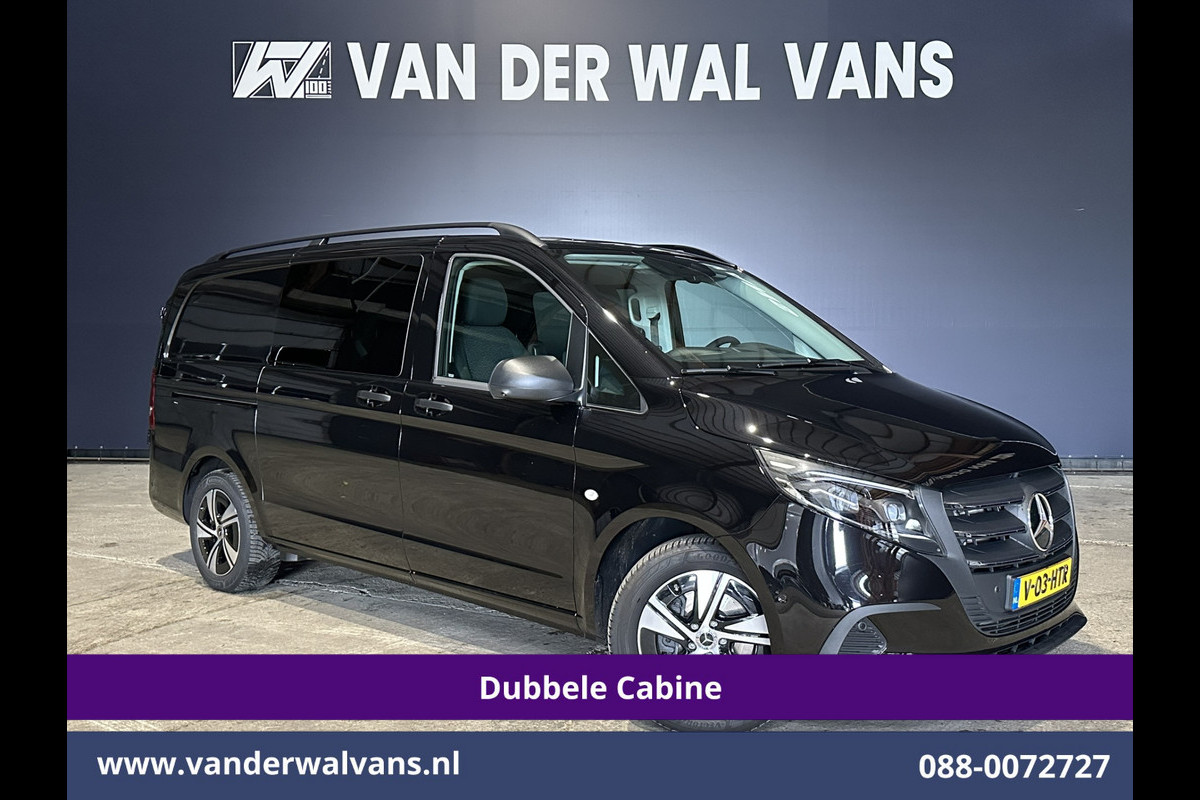 Mercedes-Benz Vito 116 CDI 164pk 9G-Tronic Automaat L2H1 Dubbele Cabine Fabrieksgarantie Euro6 Airco | 5-Zits | 2x zijdeur | 360 graden Camera Navigatie, LED, LM Velgen, 2500kg Trekhaak, Adaptieve Cruisecontrol, Parkeersensoren, Isofix, MBUX