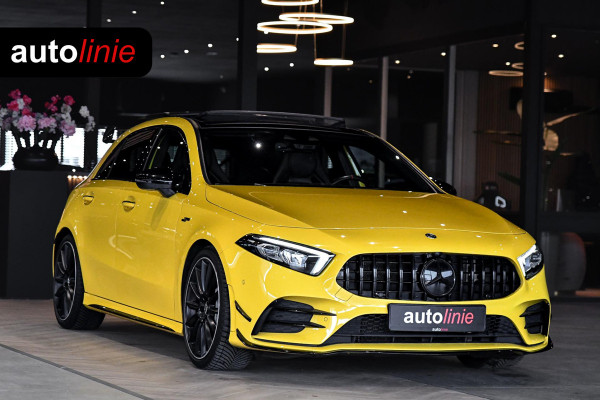 Mercedes-Benz A-Klasse AMG 35 4MATIC Edition 1 Aero. Schaal, Pano, Perf stuur, Keyless, Camera, Dodeh, CarPlay, Sfeer!