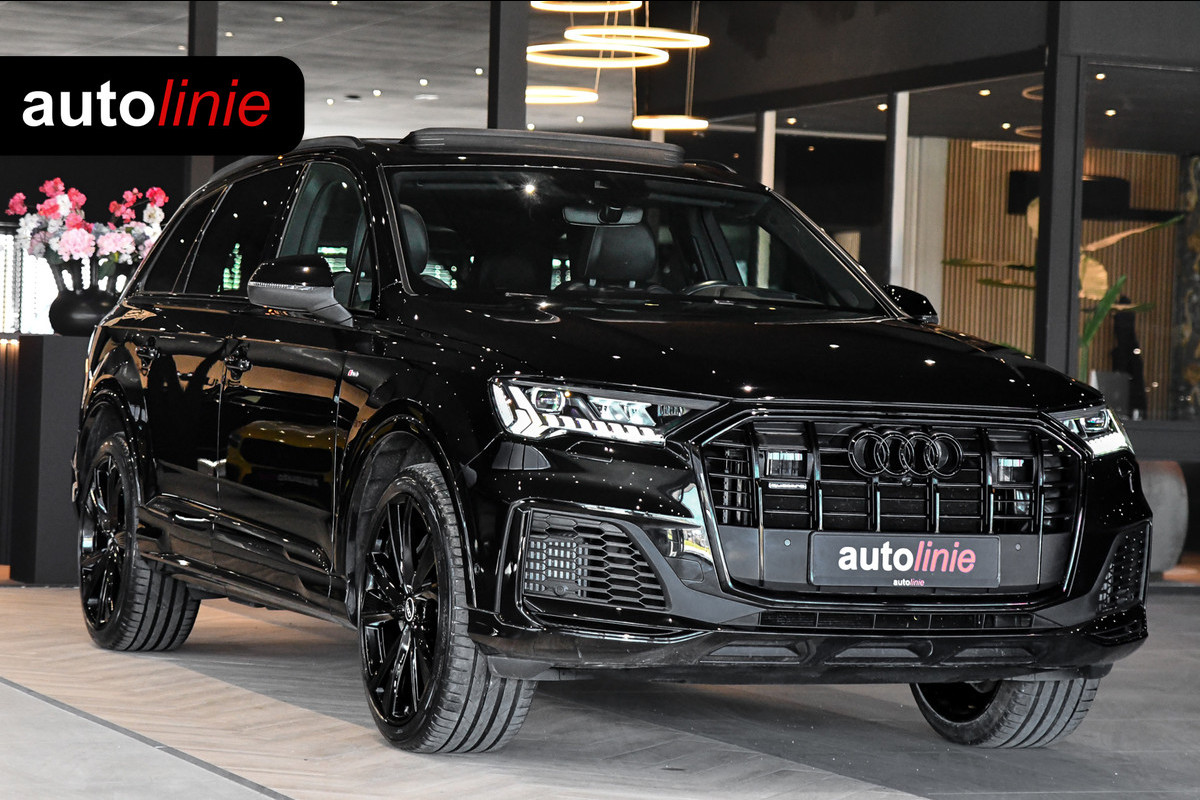 Audi Q7 55 TFSI e quattro 3x S-Line. Pano, ACC, HUD, Memory, Leder, B&O, Stuurvw, Keyless, Camera, Matrix, Sfeer, 22''!