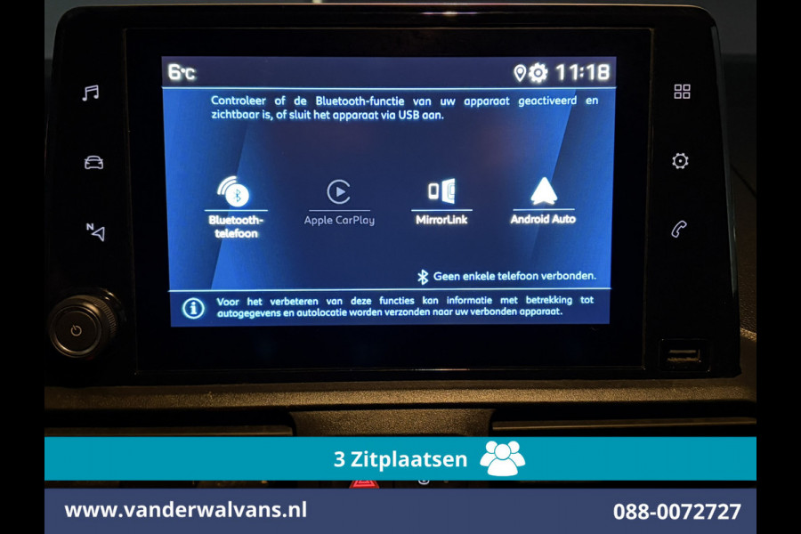 Peugeot Partner 1.5 BlueHDI 102pk L2H1 Euro6 Airco | 3-Zits | Apple Carplay | Camera | Cruisecontrol | Trekhaak Android Auto, Parkeersensoren, Bijrijdersbank