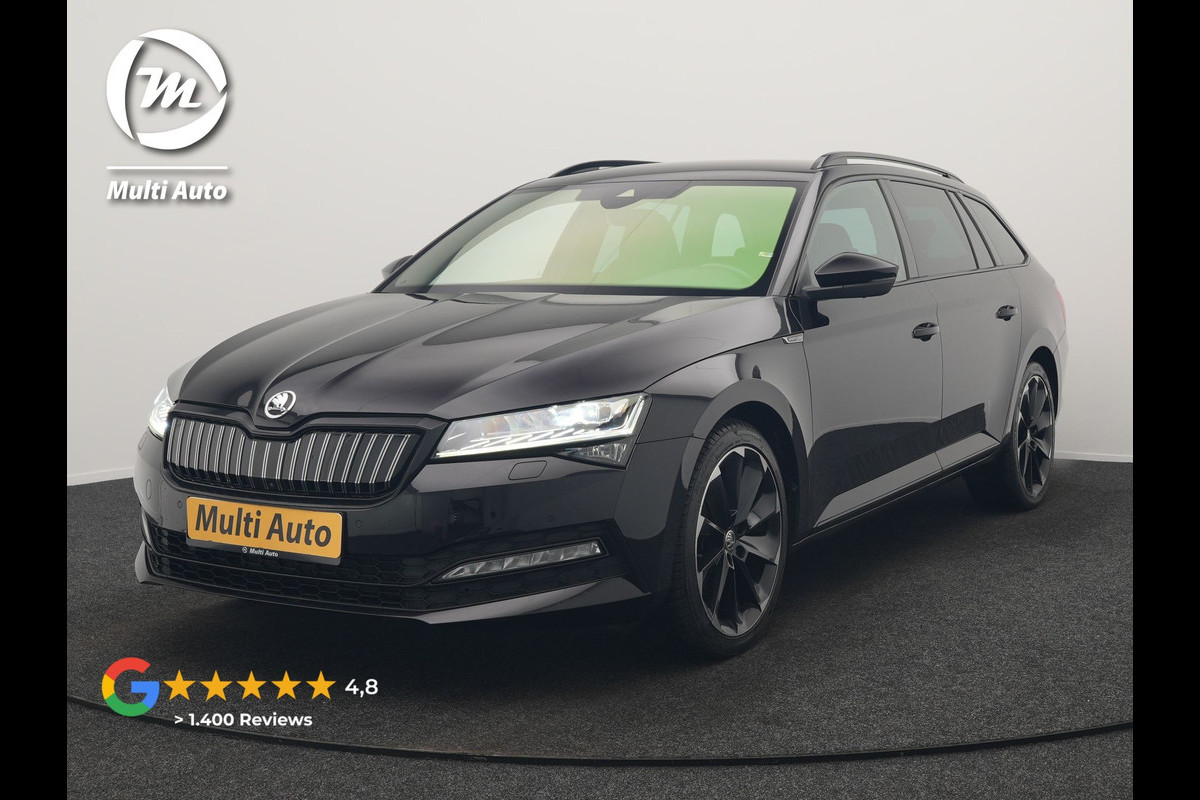 Škoda Superb Combi 1.4 TSI iV Sportline Business PHEV 218pk Dealer O.H | Trekhaak af Fabriek | Adaptive Cruise | 360 Camera | Alcantara Sportstoelen Memory & Verwarmd | 19"L.M | Keyless | Crystal LED | Plug In Hybrid |