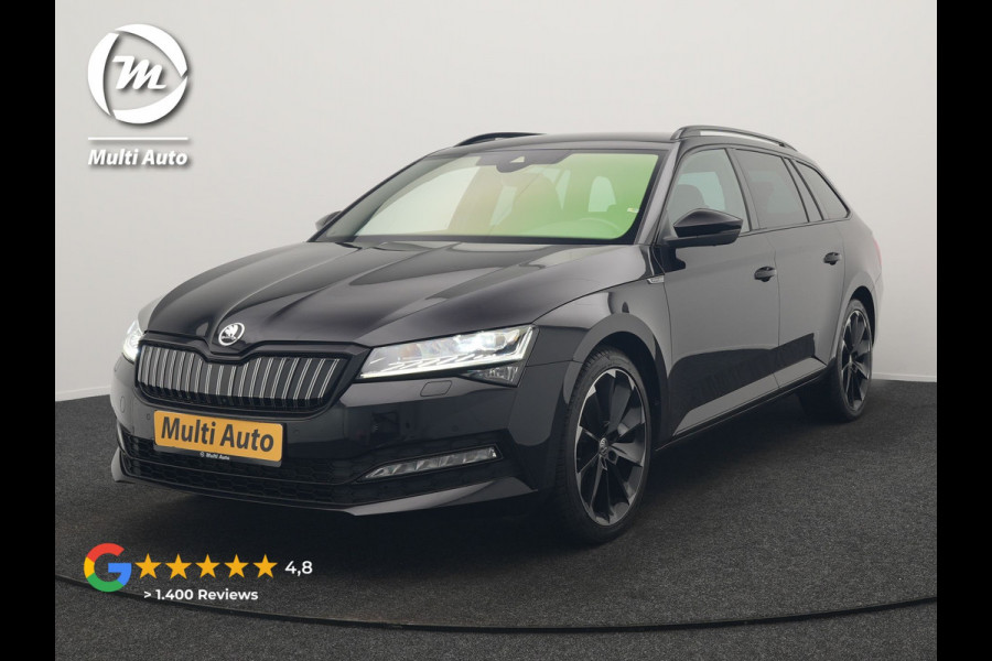 Škoda Superb Combi 1.4 TSI iV Sportline Business PHEV 218pk Dealer O.H | Trekhaak af Fabriek | Adaptive Cruise | 360 Camera | Alcantara Sportstoelen Memory & Verwarmd | 19"L.M | Keyless | Crystal LED | Plug In Hybrid |