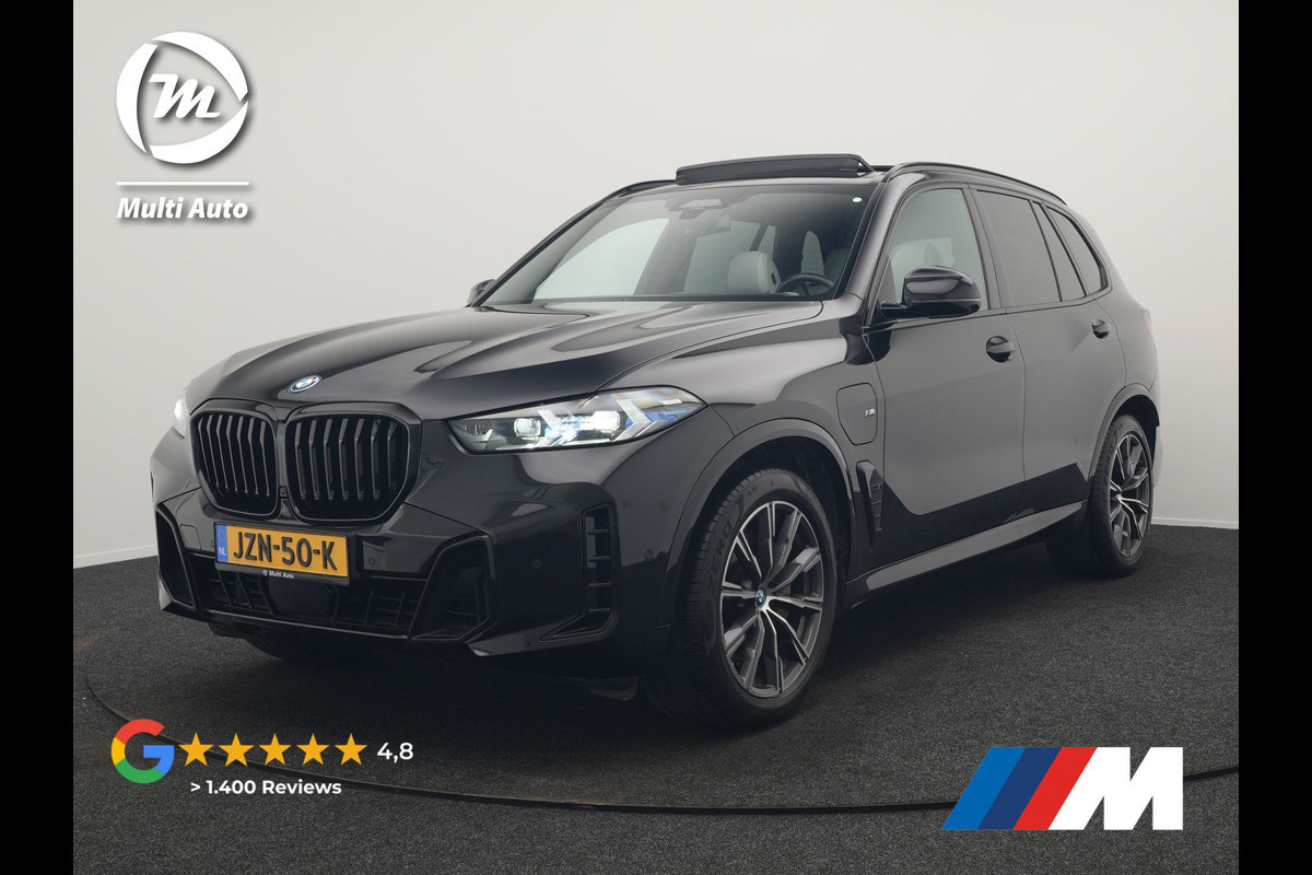 BMW X5 xDrive50e M Sport PHEV 490pk Dealer O.H. | Panodak | Luchtvering | Adaptive Cruise | Head Up | 360 Camera | Harman / Kardon | Lederen Sportstoelen Memory & Verwarmd | Sfeerverlichting | Apple Carplay | Keyless | Blis | 20"L.M | Plug