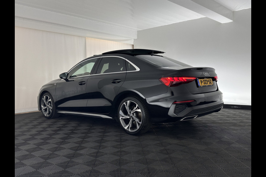 Audi A3 Limousine 30 TFSI S-Line Edition (INCL-BTW) Aut. *PANO | LEATHER-FABRIC | FULL-LED | AMBIENTLIGHT | SPORTSEATS | DIGI-COCKPIT | NAVI-FULLMAP | PRIVACYGLASS | SHIFTPADDLES | DAB+ | CRUISE | KEYLESS | PDC | 18"ALU*