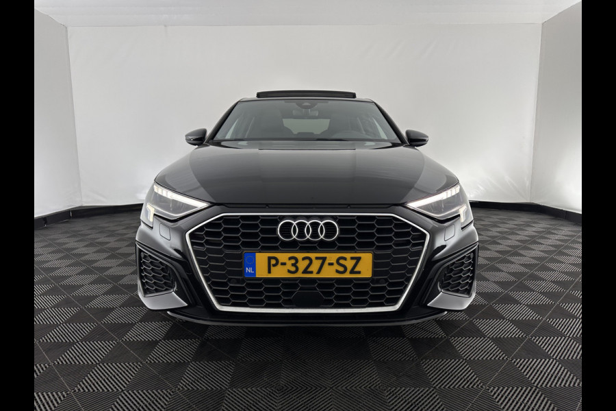 Audi A3 Limousine 30 TFSI S-Line Edition (INCL-BTW) Aut. *PANO | LEATHER-FABRIC | FULL-LED | AMBIENTLIGHT | SPORTSEATS | DIGI-COCKPIT | NAVI-FULLMAP | PRIVACYGLASS | SHIFTPADDLES | DAB+ | CRUISE | KEYLESS | PDC | 18"ALU*