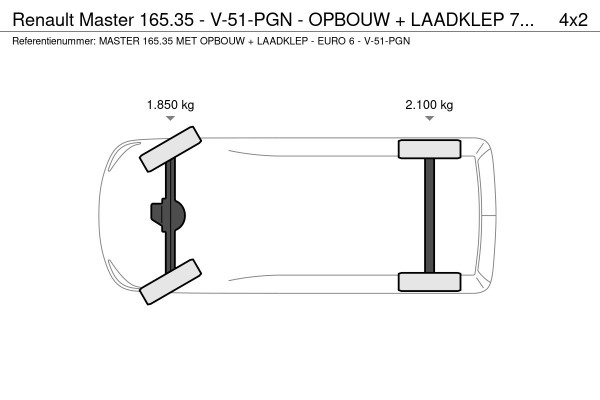 Renault Master 165.35 - V-51-PGN - OPBOUW + LAADKLEP 750 KG. - EURO 6