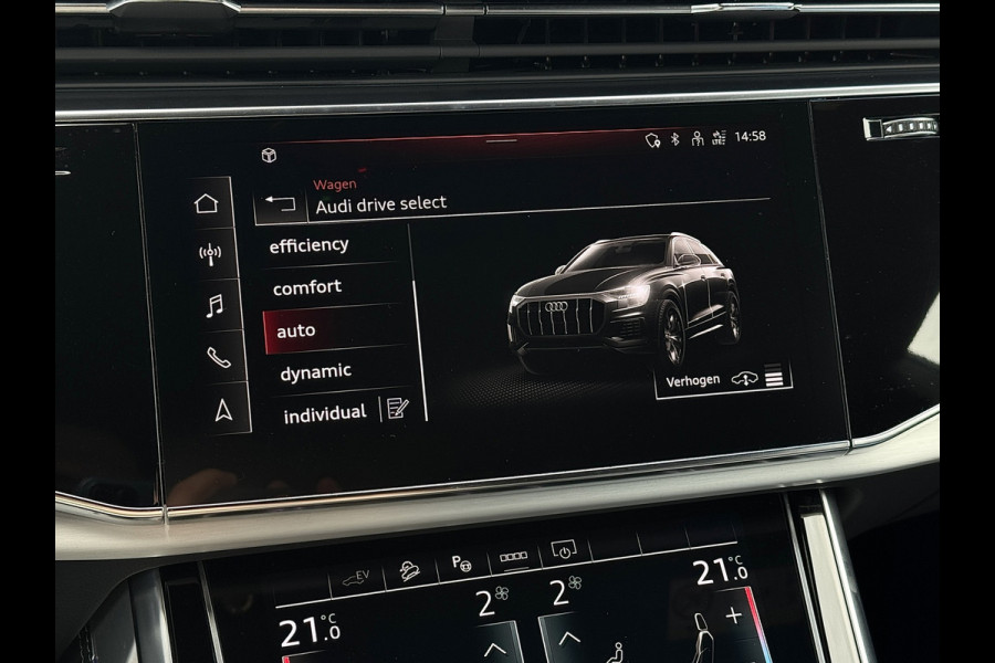 Audi Q8 60 TFSI e Competition | Pano | Luchtvering | B&O | Matrix | 360 | Carplay | Memory | NL Auto | Sfeerverichting | 1e eig.