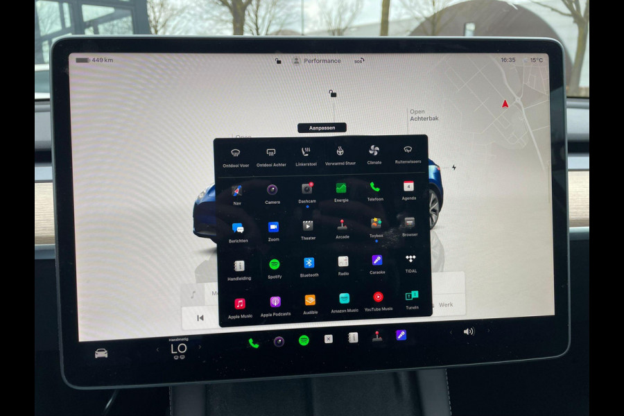 Tesla Model Y Long Range AWD 75 kWh VAN: 34.900,- VOOR: 32.877,- UW LENTEVOORDEEL: 3.023,- | RIJKLAARPRIJS INCL. 12MND BOVAG | TREKHAAK | SOH 95% |